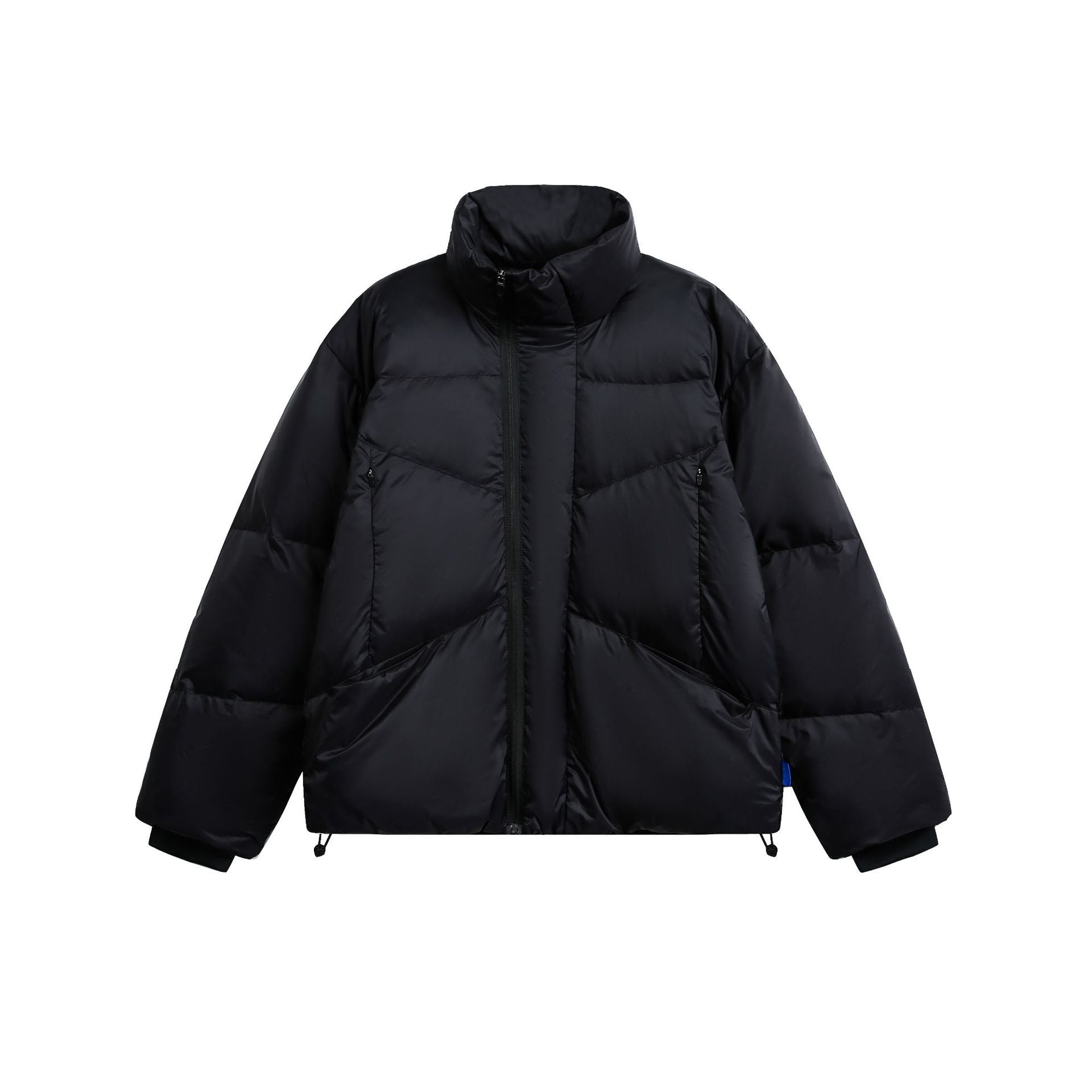 Placket Large Pocket Folded Line Stand-up Collar Puffer Down Jacket  White Duck Down Coat
