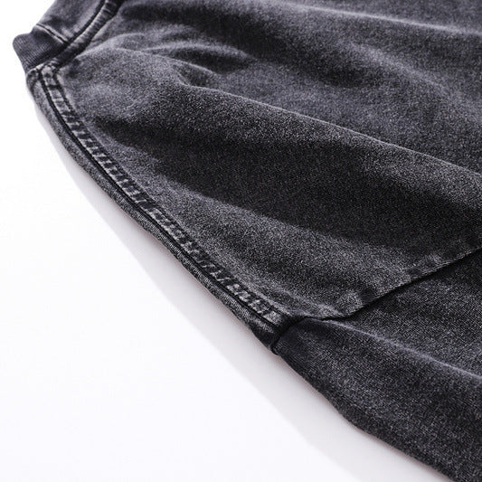 Oversized Short Sleeve T-Shirt Retro Hip Hop Print Men's Street Fashion Loose Washed Vintage Tee