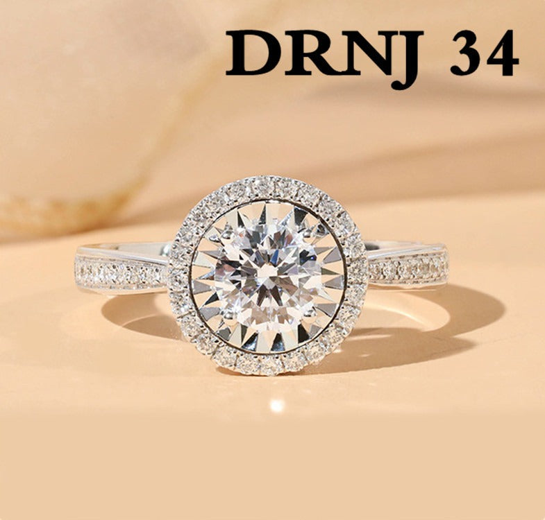Eight Heart Eight Arrow Zircon Imitation Moissanite Ring for Women and Men's Six Claw Wedding Ring