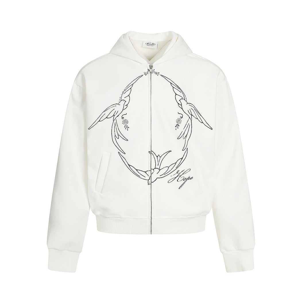Printed cardigan zipper hoodie