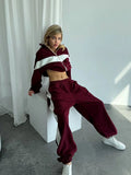 Fashion  Casual Sport Set Zip-Up Hoodie and Long Pants Two-Piece Set for Women
