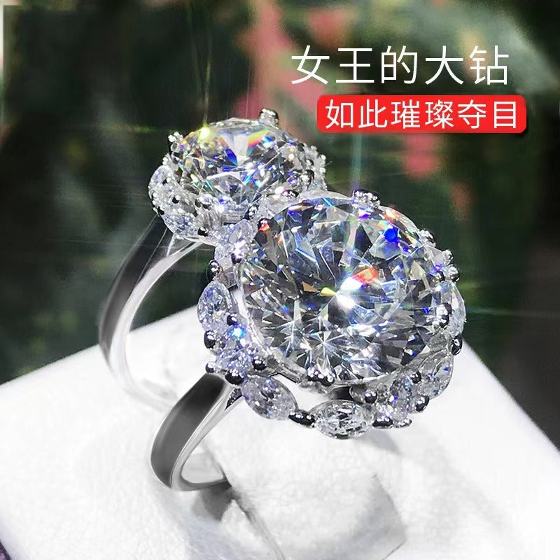 Eight Heart Eight Arrow Zircon Imitation Moissanite Ring for Women and Men's Six Claw Wedding Ring