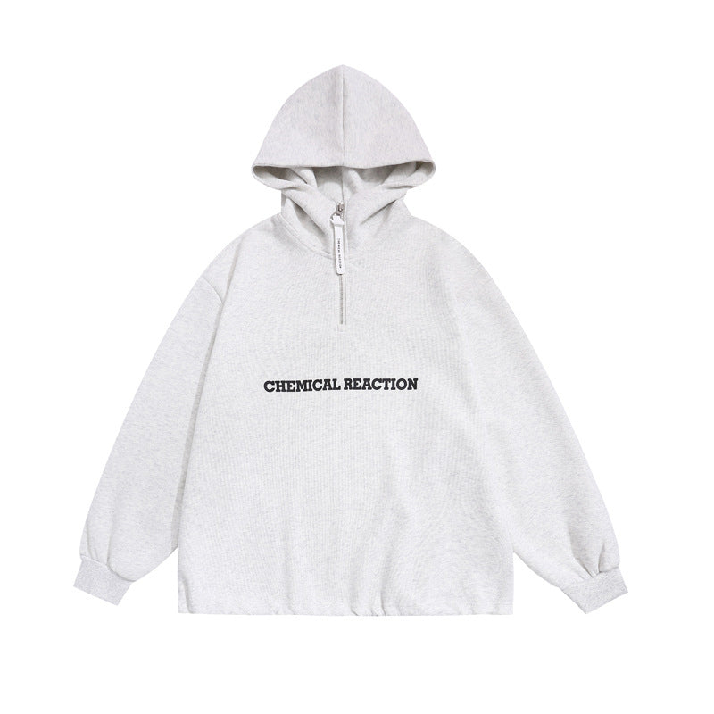 Loose Hoodie with Vintage Letter Embroidery Design