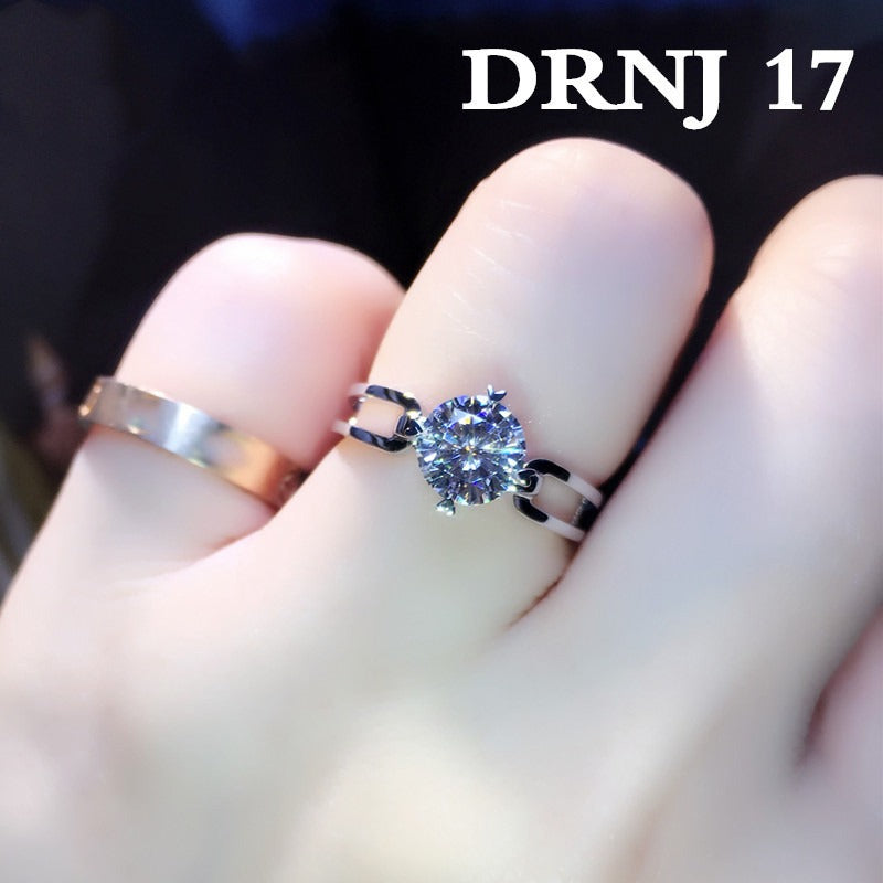 Eight Heart Eight Arrow Zircon Imitation Moissanite Ring for Women and Men's Six Claw Wedding Ring