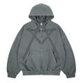 Wash Embroidered Fleece Lined Zip-Up Hooded Sweatshirt for Men