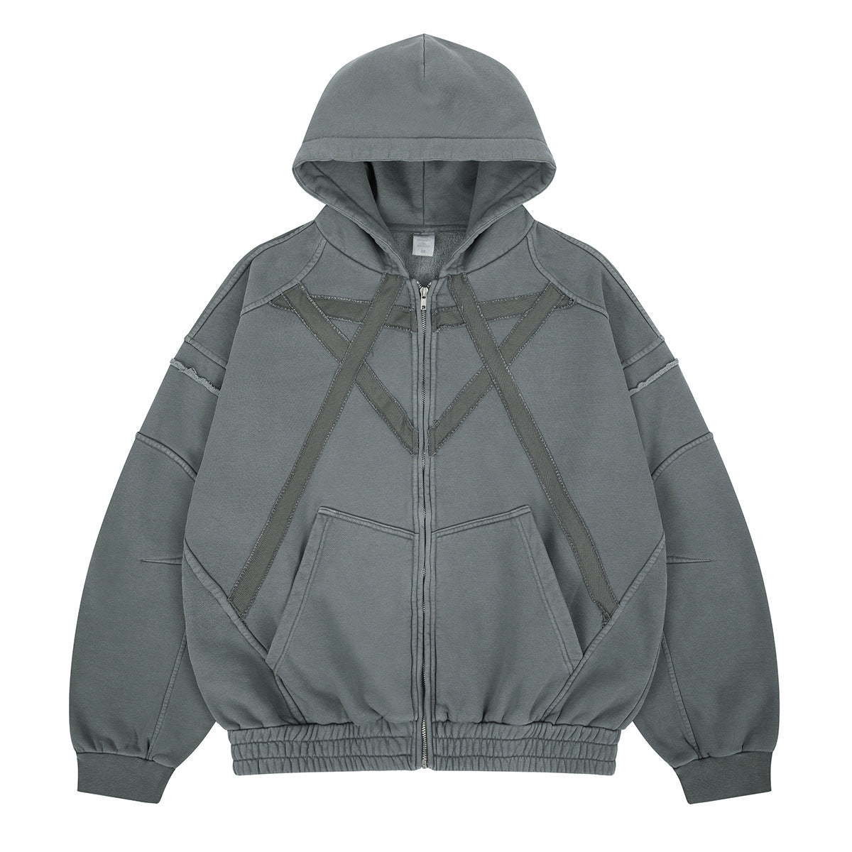 Wash Embroidered Fleece Lined Zip-Up Hooded Sweatshirt for Men