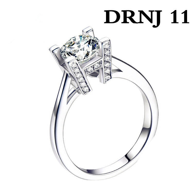 Eight Heart Eight Arrow Zircon Imitation Moissanite Ring for Women and Men's Six Claw Wedding Ring
