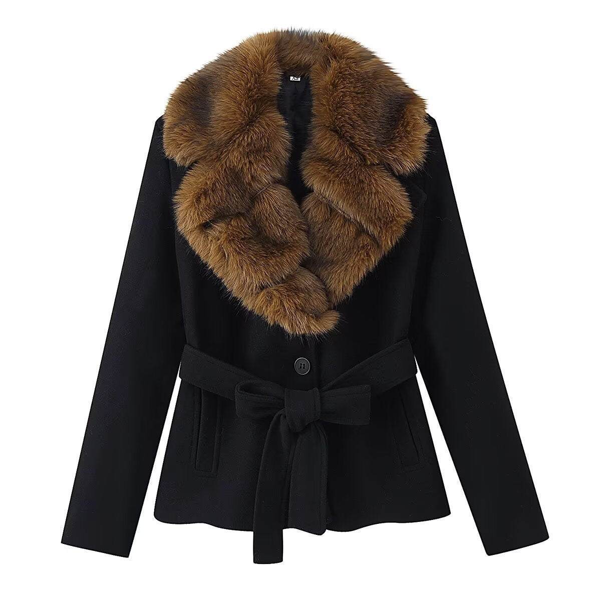 Woolen collar woolen coat