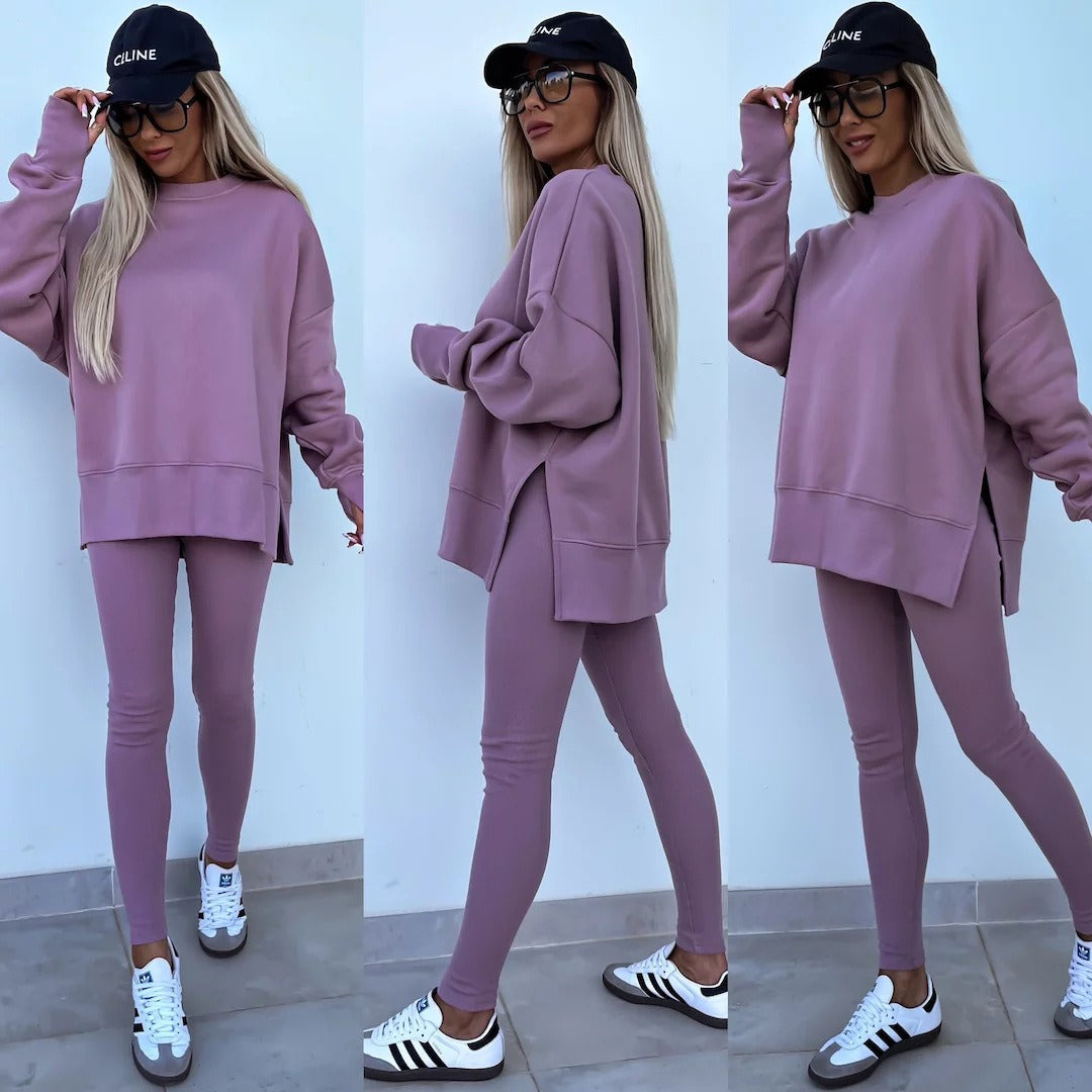 Women's Wear European and American Casual Tight Pants Loose Hoodie Set Two Piece Set