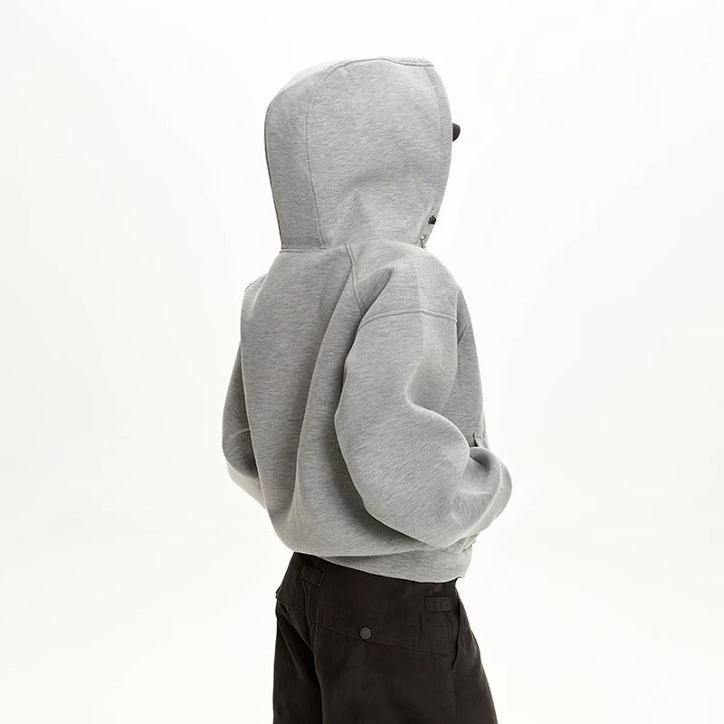 Hooded Zip-Up Hoodie for Women, Casual Loose Fit, Clean Fit, Short Length