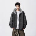 Oalin American Style Chic Striped Zip-Up Hoodie Loose Casual Vintage Couple's Sweatshirt Jacket