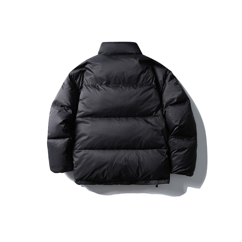 White Duck Down  Zipper  Stand Collar Puffer Down Jacket