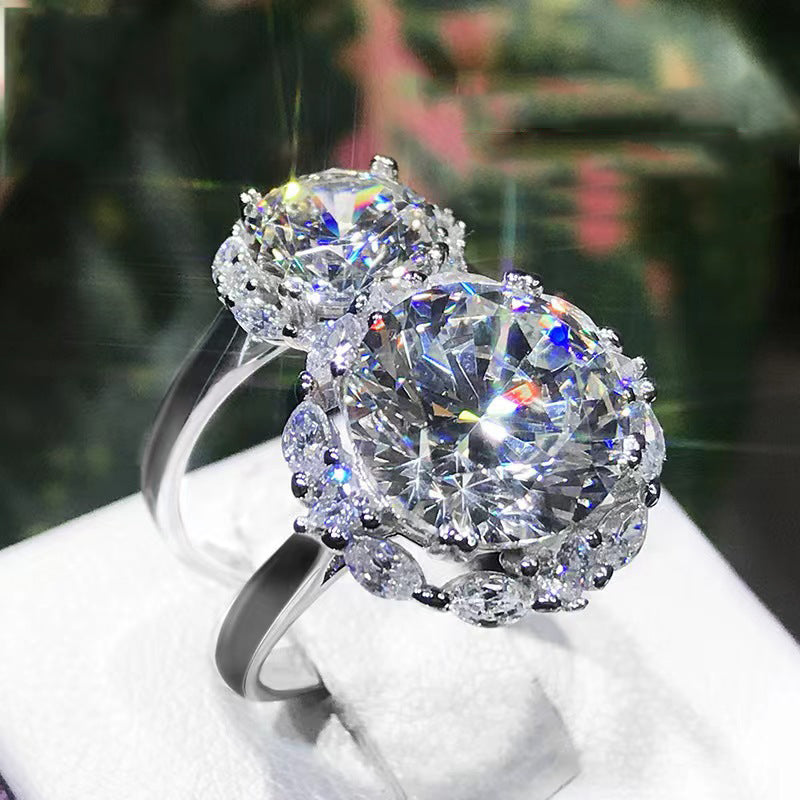 Eight Heart Eight Arrow Zircon Imitation Moissanite Ring for Women and Men's Six Claw Wedding Ring