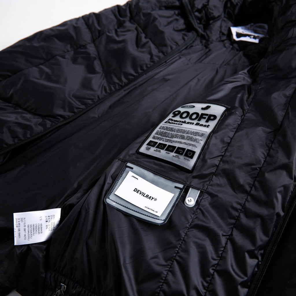 Placket Large Pocket Folded Line Stand-up Collar Puffer Down Jacket  White Duck Down Coat