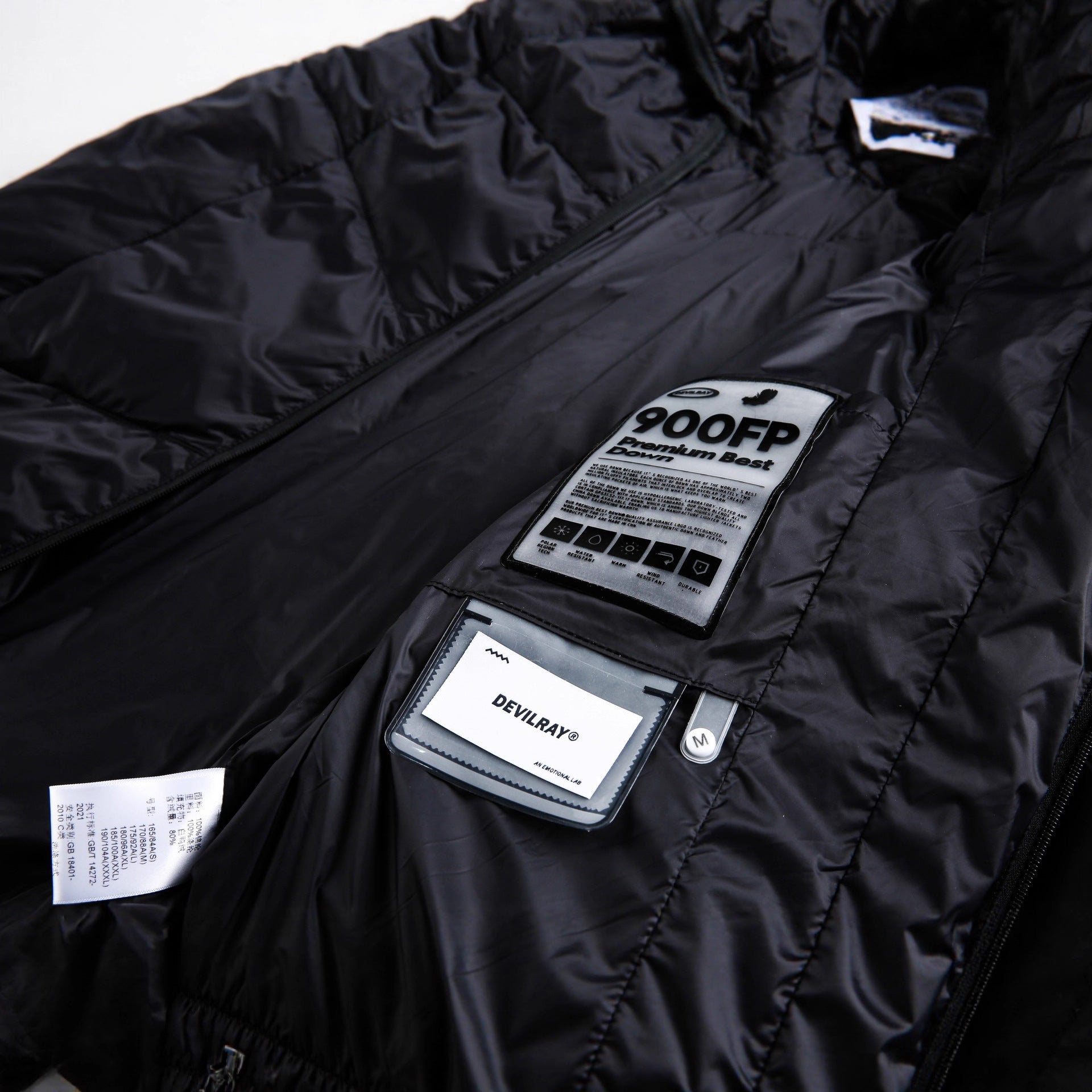 Placket Large Pocket Folded Line Stand-up Collar Puffer Down Jacket  White Duck Down Coat