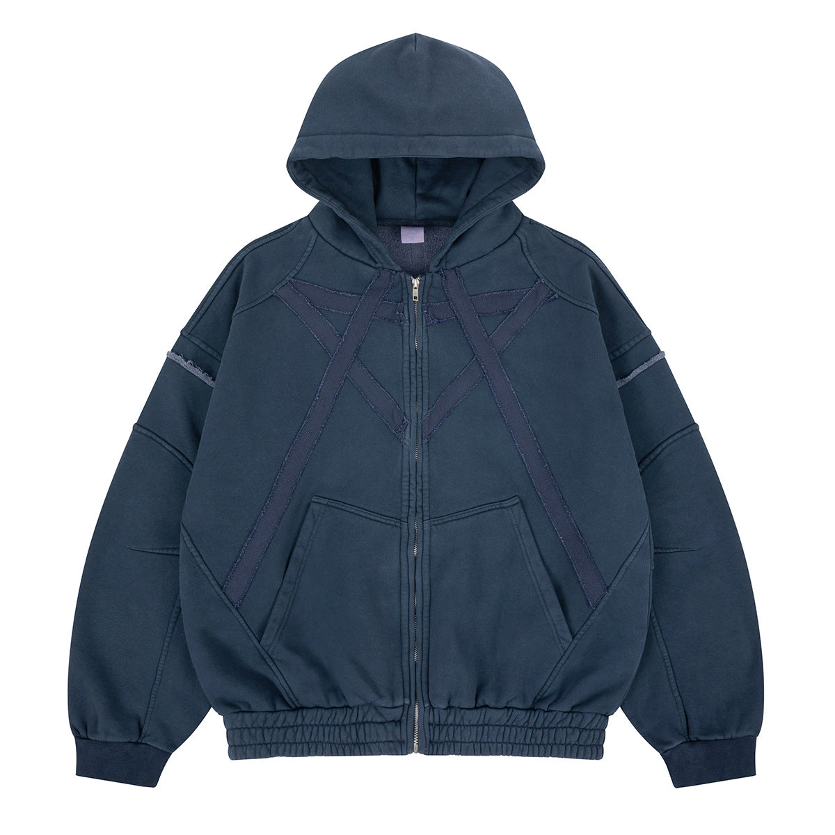 Wash Embroidered Fleece Lined Zip-Up Hooded Sweatshirt for Men