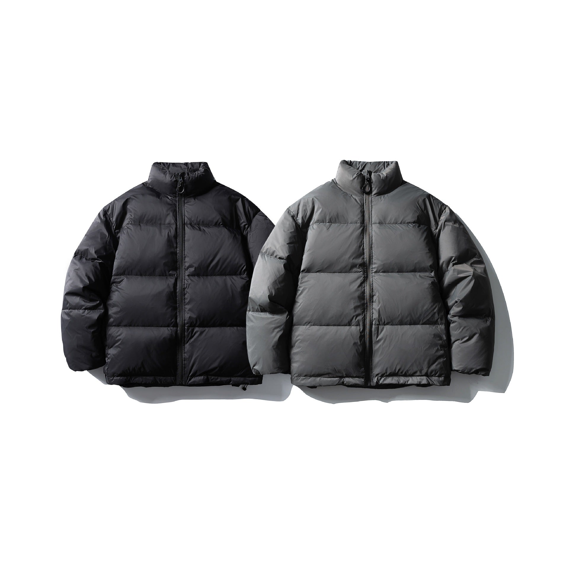 White Duck Down  Zipper  Stand Collar Puffer Down Jacket