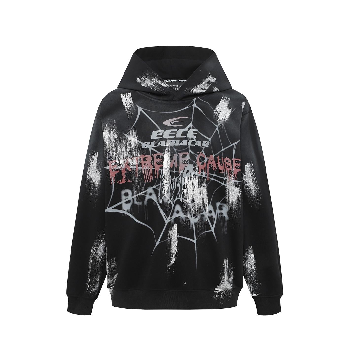 Paint hand-painted spider graffiti hooded sweatshirt