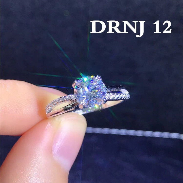 Eight Heart Eight Arrow Zircon Imitation Moissanite Ring for Women and Men's Six Claw Wedding Ring