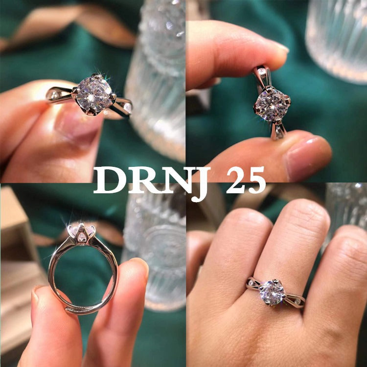Eight Heart Eight Arrow Zircon Imitation Moissanite Ring for Women and Men's Six Claw Wedding Ring