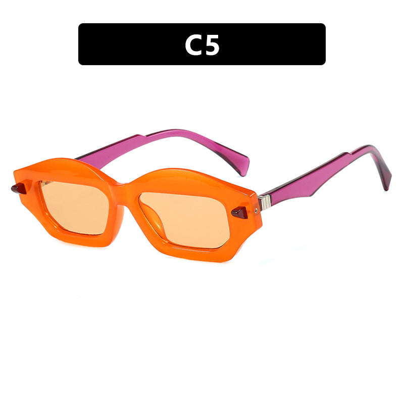 Irregular small frame sunglasses, high-end fashion show sunglasses, versatile, trendy, modern and fashionable sunglasses for women
