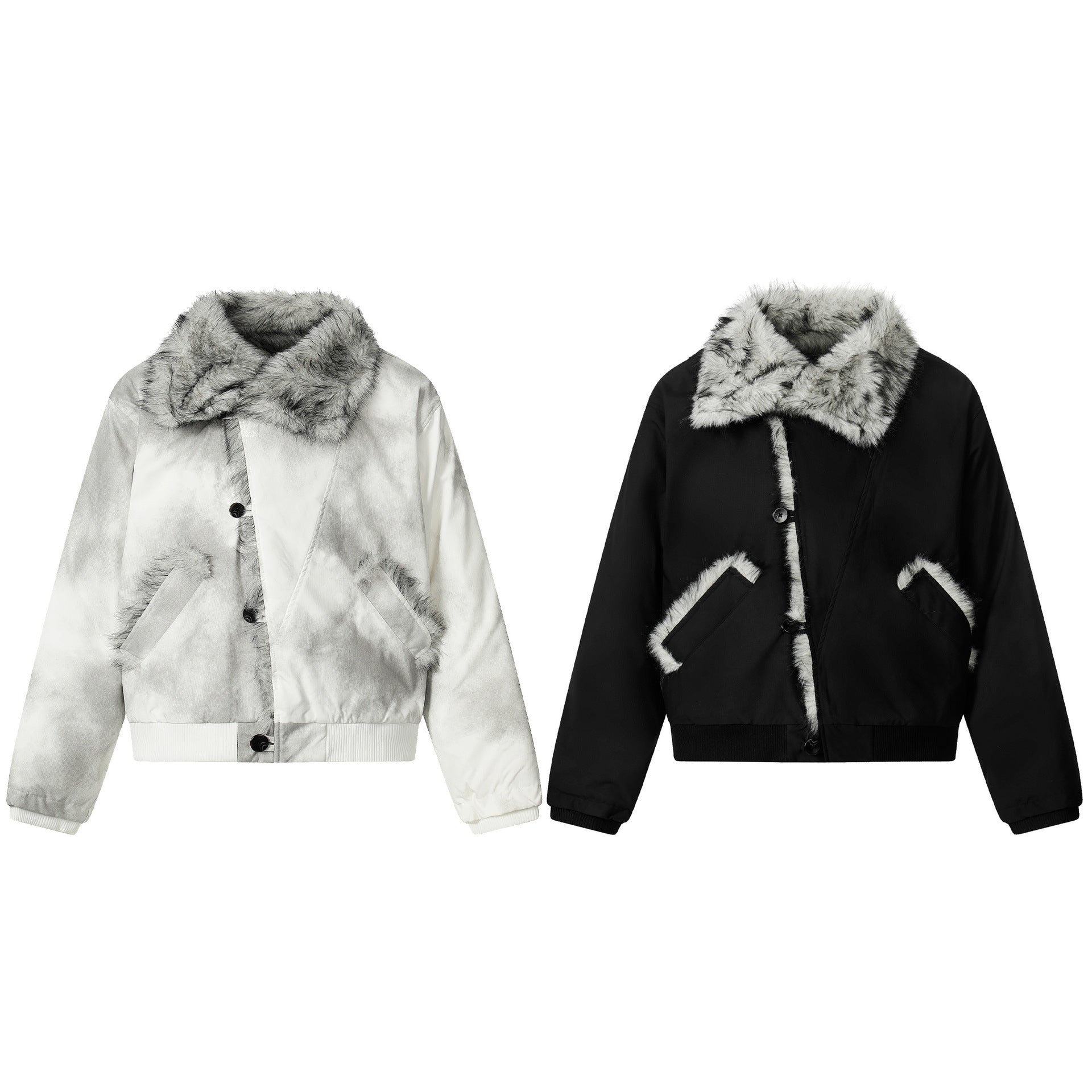 Cotton jacket with fur collar