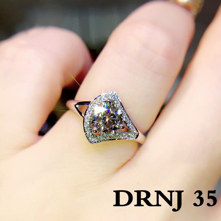 Eight Heart Eight Arrow Zircon Imitation Moissanite Ring for Women and Men's Six Claw Wedding Ring