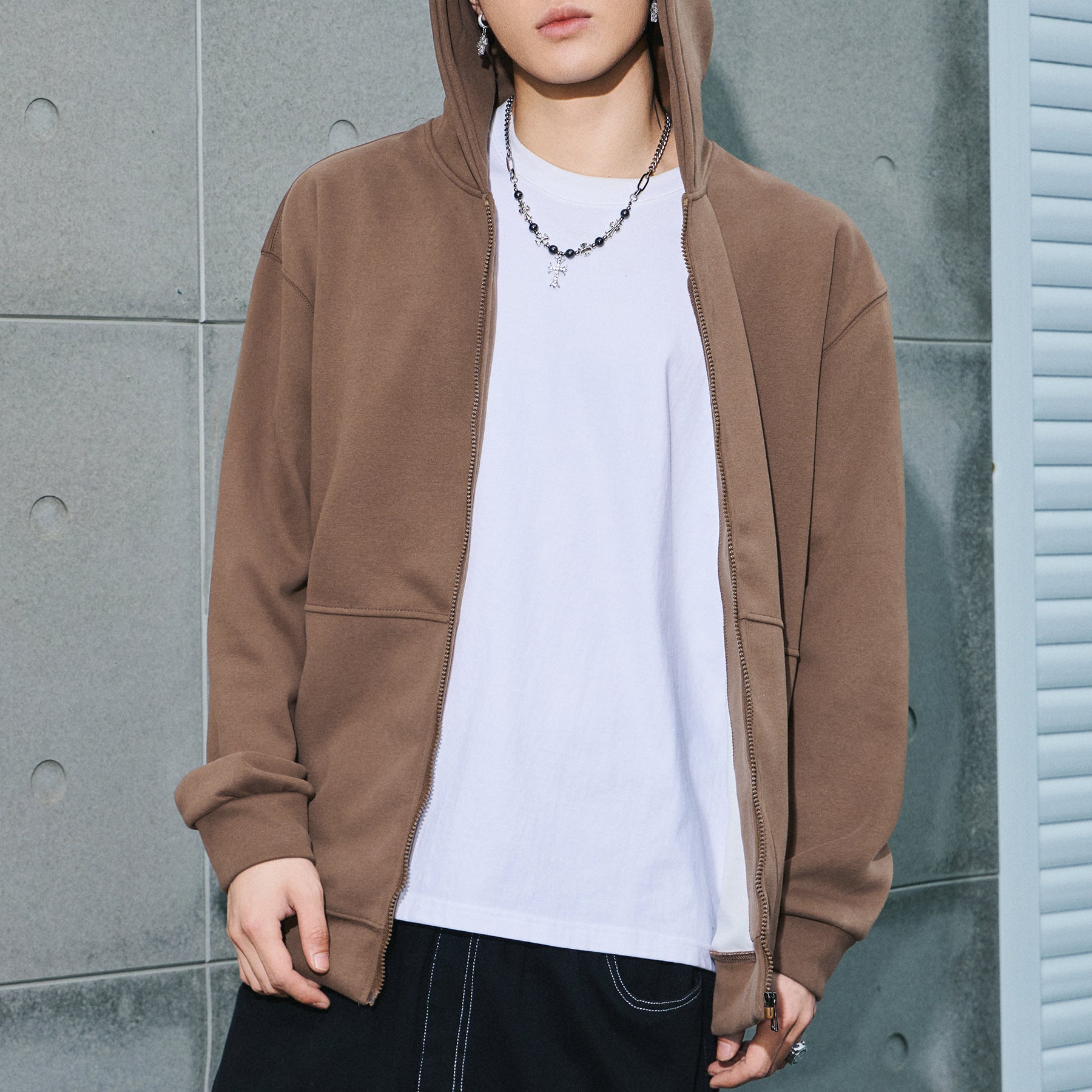 Cardigan zipper hooded sweatshirt for men in autumn and winter