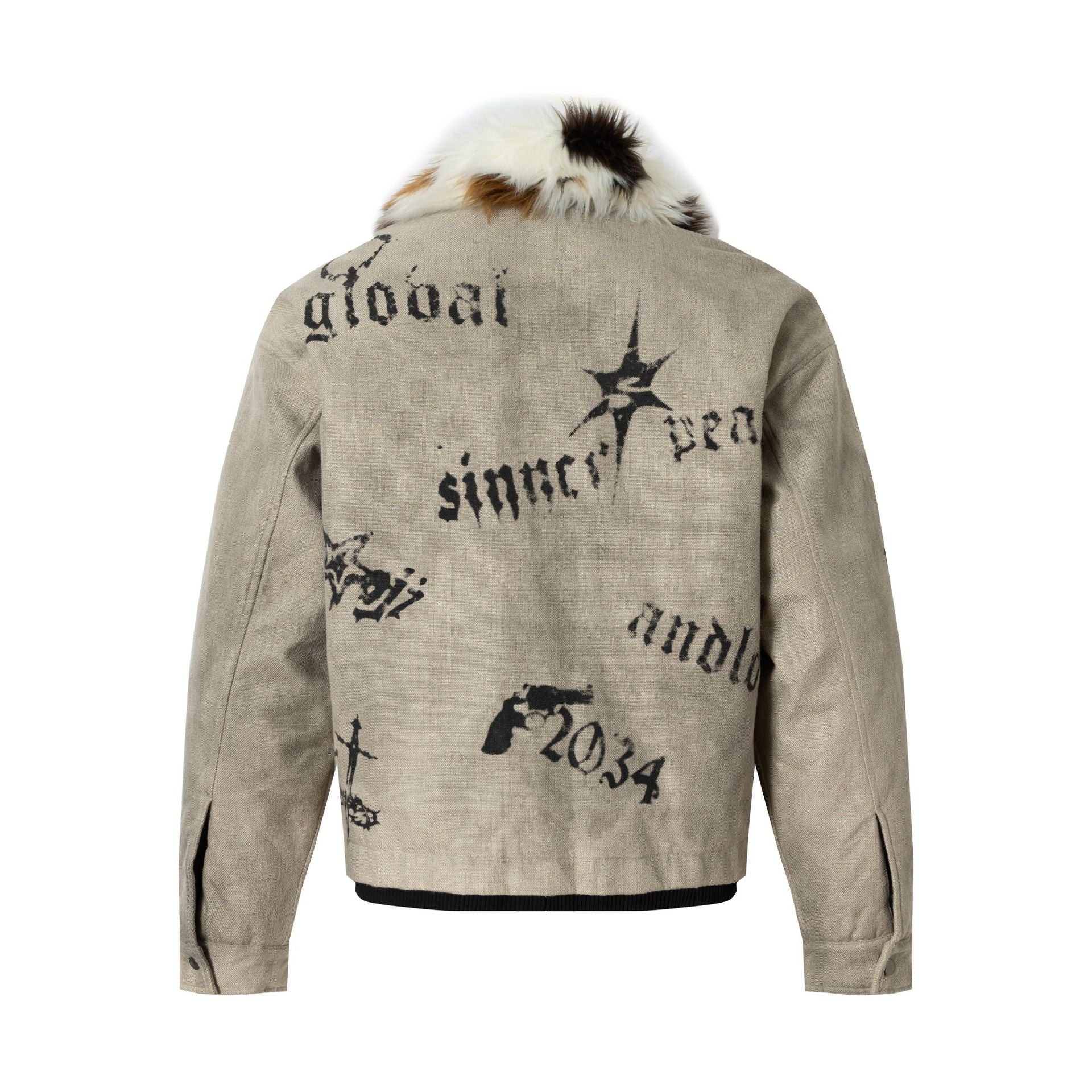 Gothic cross printed cotton jacket