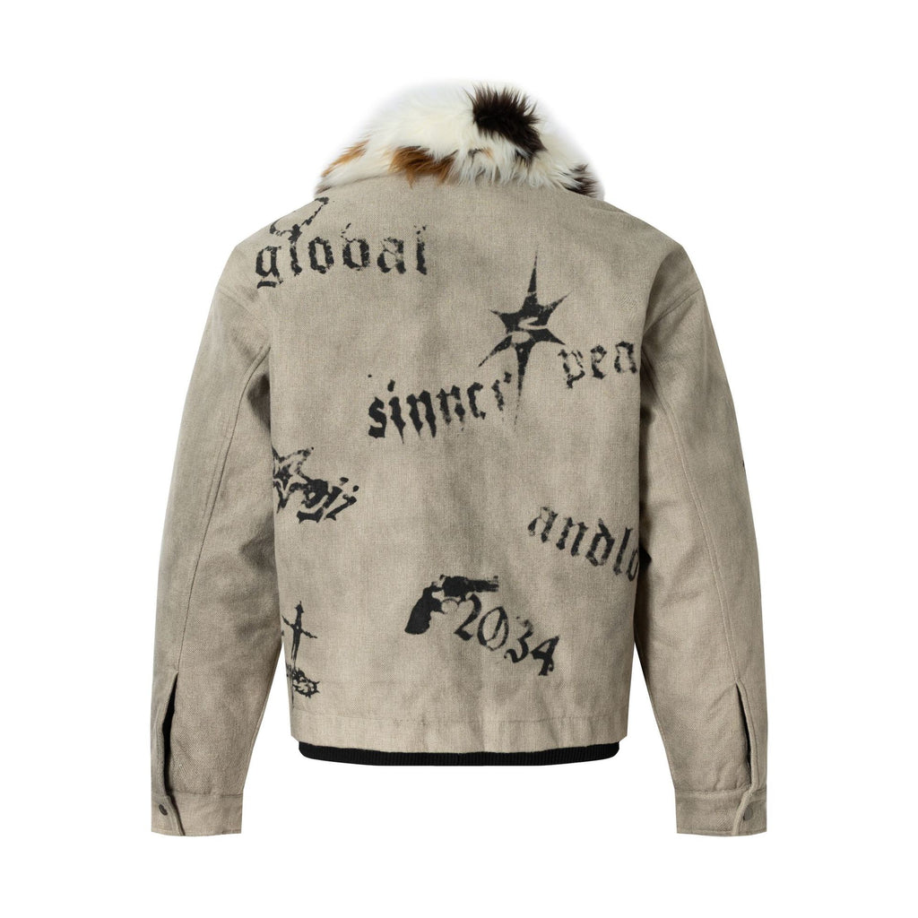 Gothic cross printed cotton jacket