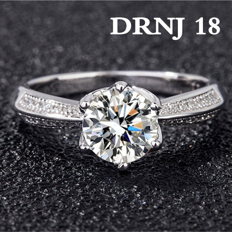 Eight Heart Eight Arrow Zircon Imitation Moissanite Ring for Women and Men's Six Claw Wedding Ring