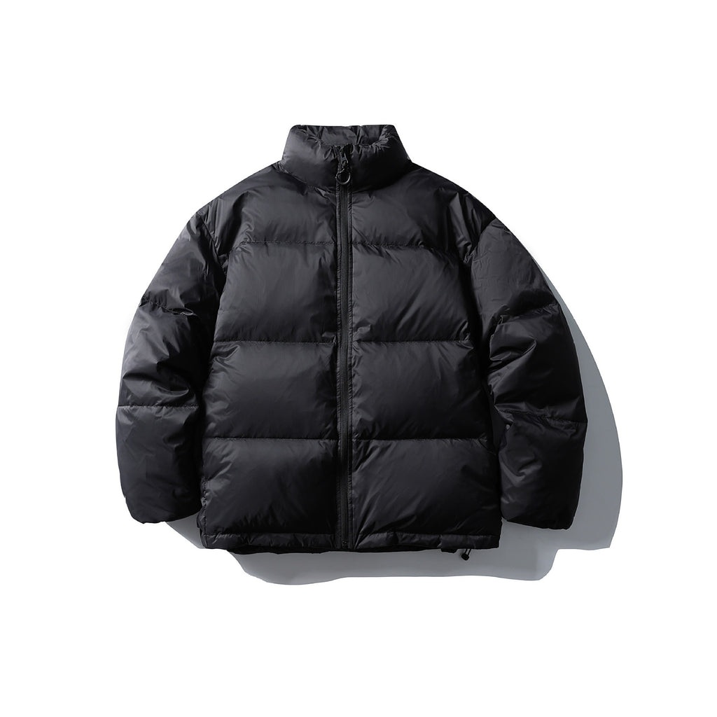 White Duck Down  Zipper  Stand Collar Puffer Down Jacket