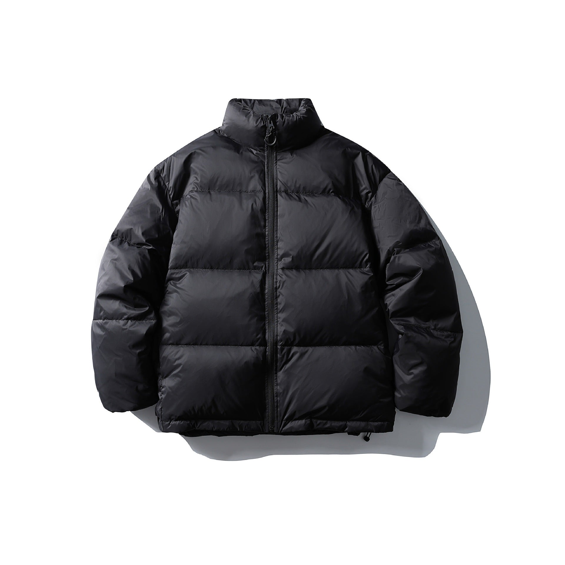 White Duck Down  Zipper  Stand Collar Puffer Down Jacket