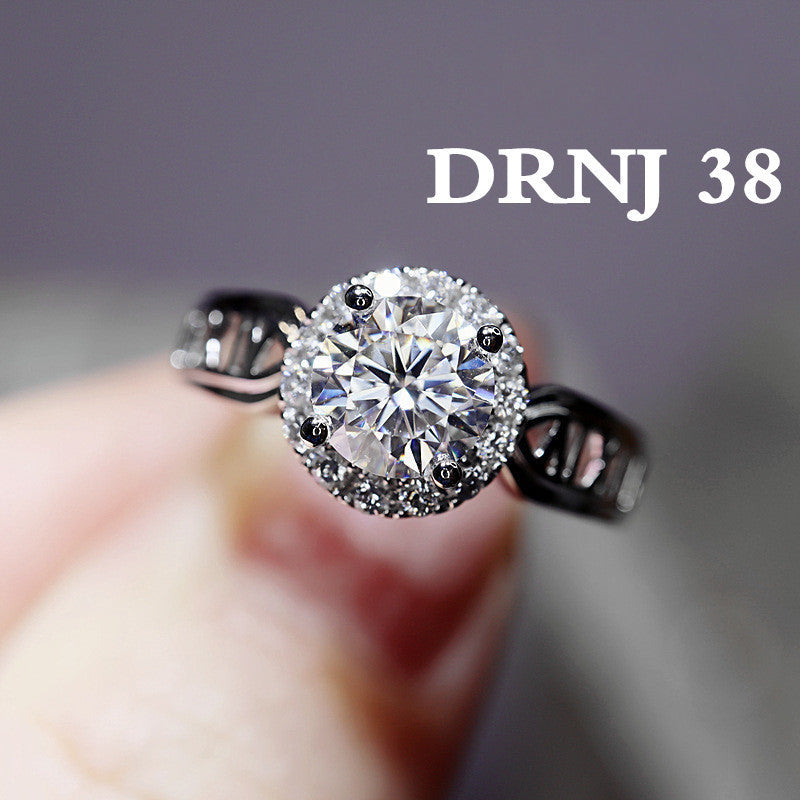 Eight Heart Eight Arrow Zircon Imitation Moissanite Ring for Women and Men's Six Claw Wedding Ring