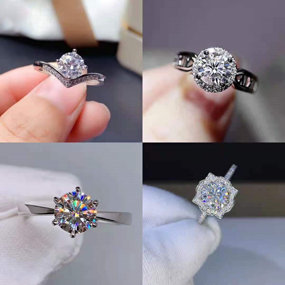 Eight Heart Eight Arrow Zircon Imitation Moissanite Ring for Women and Men's Six Claw Wedding Ring
