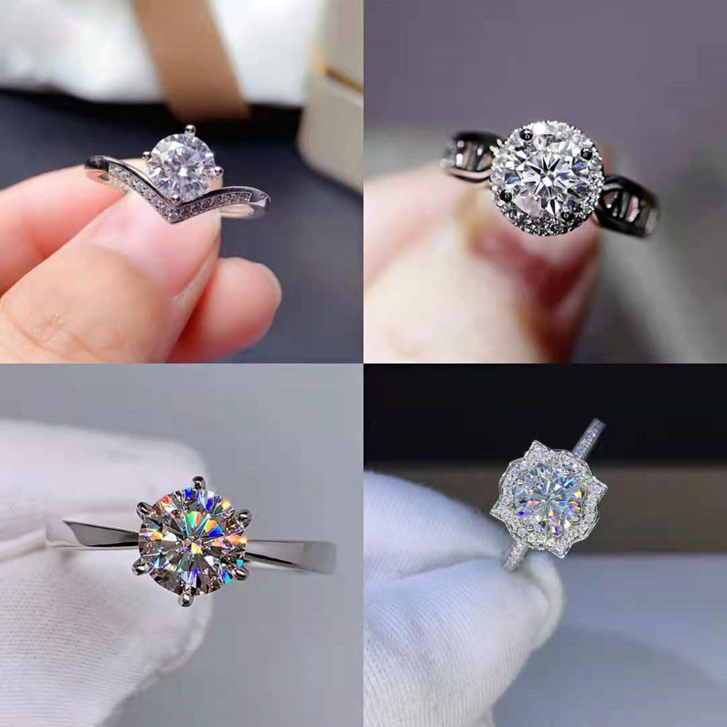 Eight Heart Eight Arrow Zircon Imitation Moissanite Ring for Women and Men's Six Claw Wedding Ring
