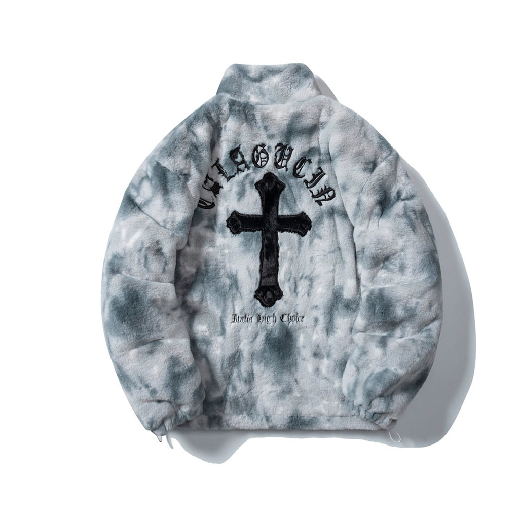 Cross Embroidered Cotton Coat