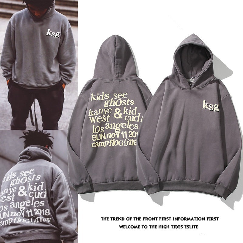 Kanye Unisex Graffiti Foam Letter Printed Hooded Sweater