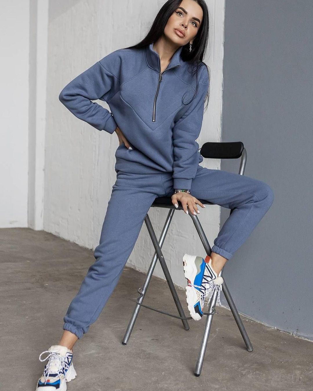 Spring and Autumn Fashion Casual Hoodie Two piece Set Long Sleeve Solid Color Casual Set