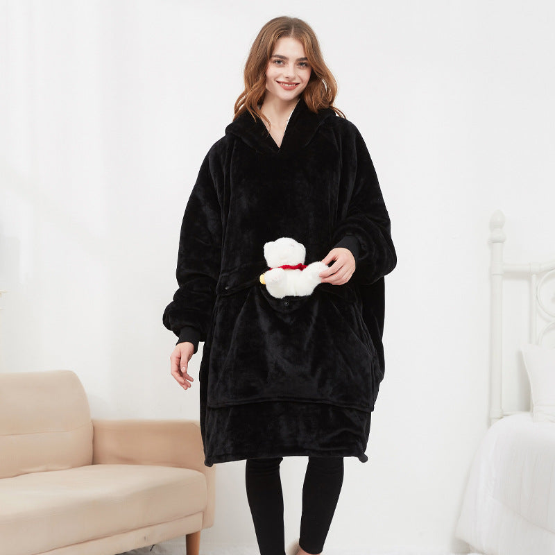 USB carbon fiber heated lazy blanket can be worn in winter, thick heating, washable lazy hoodie electric blanket