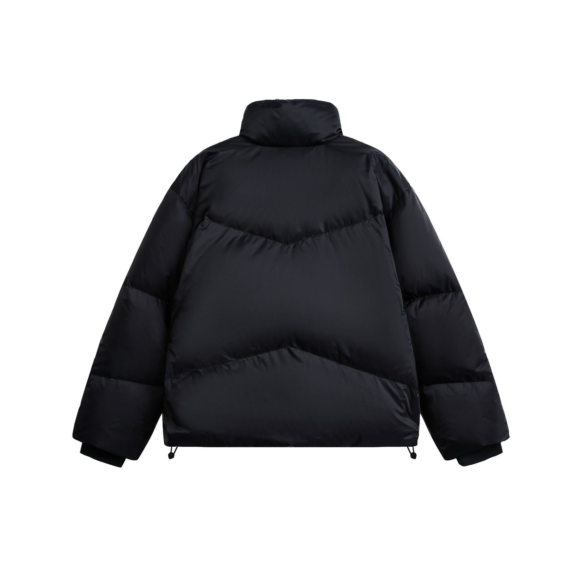 Placket Large Pocket Folded Line Stand-up Collar Puffer Down Jacket  White Duck Down Coat