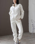 Spring and Autumn Fashion Casual Hoodie Two piece Set Long Sleeve Solid Color Casual Set