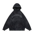 Heavyweight Washed Vintage Letter Print Loose Fleece Hoodie
