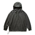 Solid Color Half-Zip Drawstring Pocket Casual Loose Hoodie