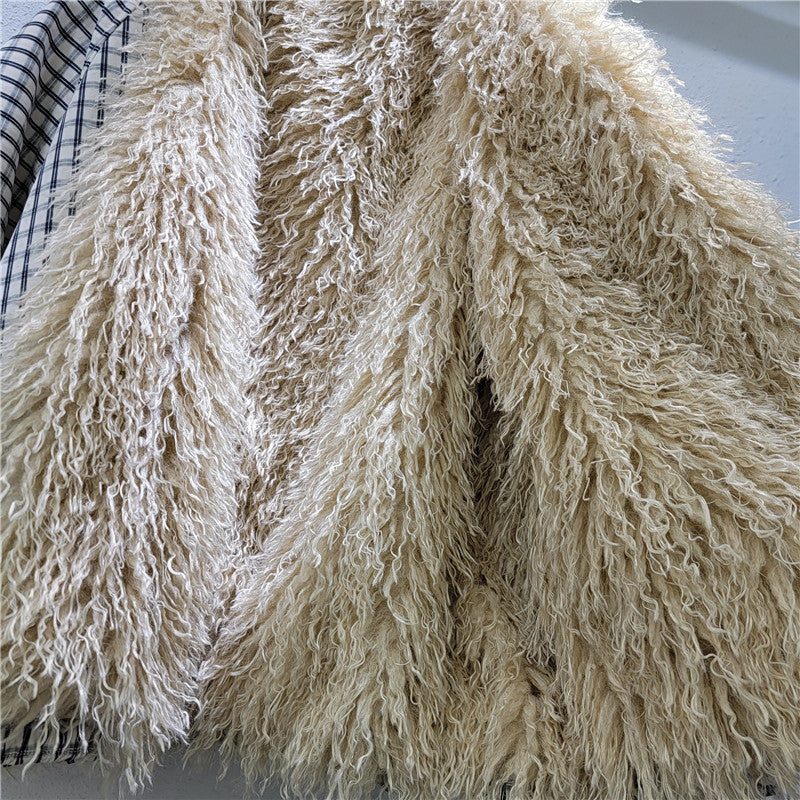 Winter New Item Fur Collar Stripe Contrast Color Cotton-padded Coats For Women Loose Warm Jackets Female
