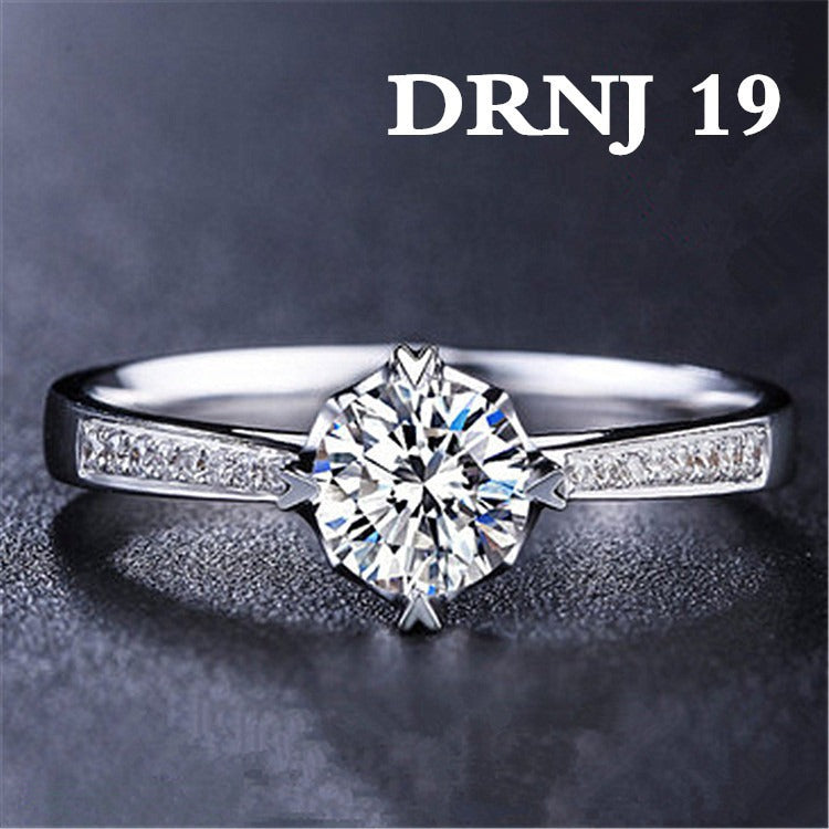 Eight Heart Eight Arrow Zircon Imitation Moissanite Ring for Women and Men's Six Claw Wedding Ring