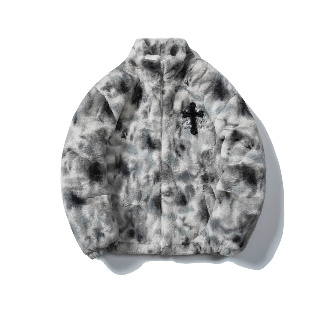 Cross Embroidered Cotton Coat