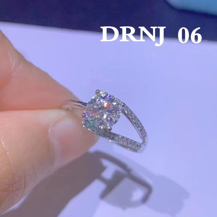 Eight Heart Eight Arrow Zircon Imitation Moissanite Ring for Women and Men's Six Claw Wedding Ring