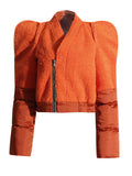 Solid Spliced Zipper Streetwear For Women V Neck Long Sleeve Loose Casual Thick Winter Coats