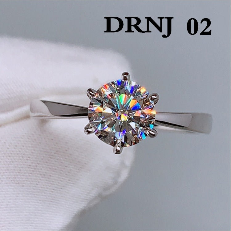 Eight Heart Eight Arrow Zircon Imitation Moissanite Ring for Women and Men's Six Claw Wedding Ring